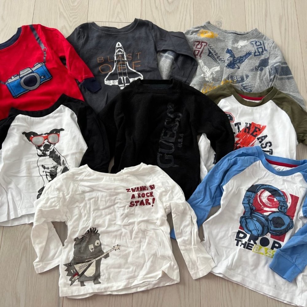 LOT Set of  8 Toddler Boy's Long Sleeve Tops Shirts ( Various 2-3 YRS )